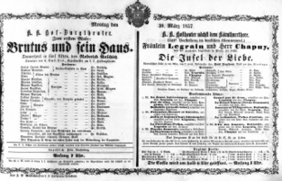 Theaterzettel (Oper und Burgtheater in Wien) 18570330 Seite: 1
