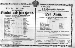 Theaterzettel (Oper und Burgtheater in Wien) 18570331 Seite: 1