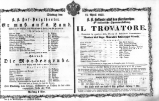 Theaterzettel (Oper und Burgtheater in Wien) 18570414 Seite: 1