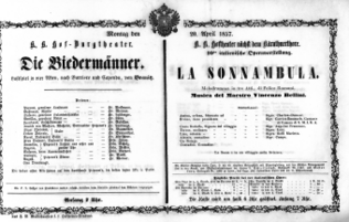 Theaterzettel (Oper und Burgtheater in Wien) 18570420 Seite: 1