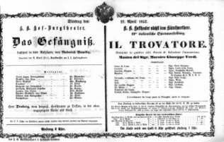 Theaterzettel (Oper und Burgtheater in Wien) 18570421 Seite: 1