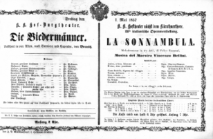 Theaterzettel (Oper und Burgtheater in Wien) 18570501 Seite: 1