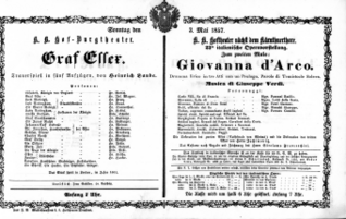 Theaterzettel (Oper und Burgtheater in Wien) 18570503 Seite: 1