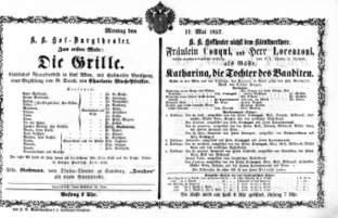 Theaterzettel (Oper und Burgtheater in Wien) 18570511 Seite: 1