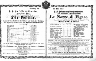 Theaterzettel (Oper und Burgtheater in Wien) 18570512 Seite: 1