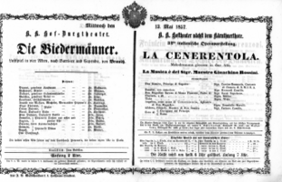 Theaterzettel (Oper und Burgtheater in Wien) 18570513 Seite: 1