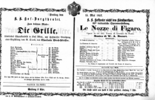 Theaterzettel (Oper und Burgtheater in Wien) 18570515 Seite: 1
