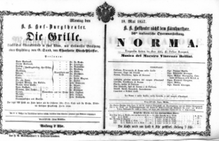 Theaterzettel (Oper und Burgtheater in Wien) 18570518 Seite: 1