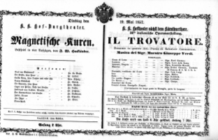 Theaterzettel (Oper und Burgtheater in Wien) 18570519 Seite: 1