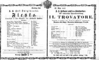 Theaterzettel (Oper und Burgtheater in Wien) 18570522 Seite: 1