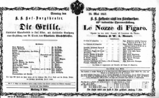 Theaterzettel (Oper und Burgtheater in Wien) 18570524 Seite: 1
