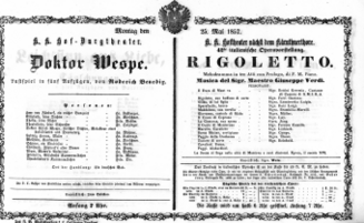 Theaterzettel (Oper und Burgtheater in Wien) 18570525 Seite: 1