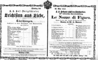 Theaterzettel (Oper und Burgtheater in Wien) 18570526 Seite: 1
