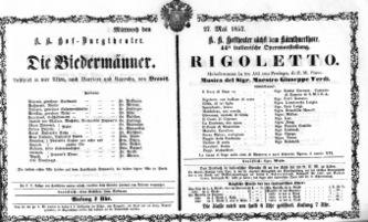 Theaterzettel (Oper und Burgtheater in Wien) 18570527 Seite: 1