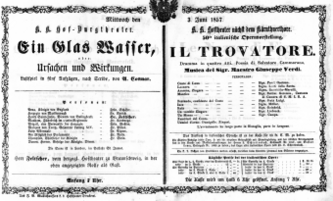 Theaterzettel (Oper und Burgtheater in Wien) 18570603 Seite: 1