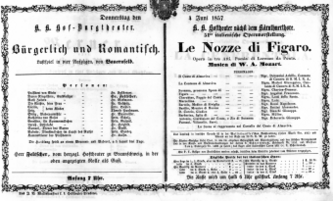 Theaterzettel (Oper und Burgtheater in Wien) 18570604 Seite: 1