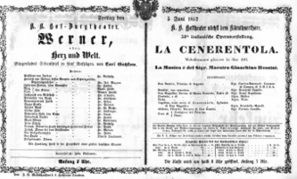 Theaterzettel (Oper und Burgtheater in Wien) 18570605 Seite: 1