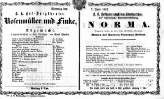 Theaterzettel (Oper und Burgtheater in Wien) 18570607 Seite: 1