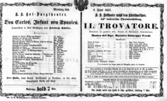 Theaterzettel (Oper und Burgtheater in Wien) 18570608 Seite: 1