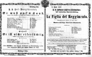 Theaterzettel (Oper und Burgtheater in Wien) 18570609 Seite: 1