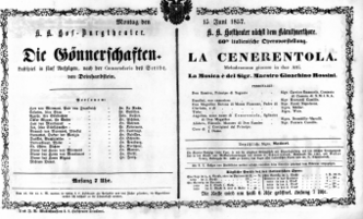 Theaterzettel (Oper und Burgtheater in Wien) 18570615 Seite: 1