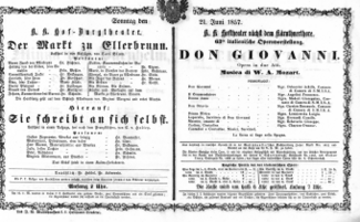 Theaterzettel (Oper und Burgtheater in Wien) 18570621 Seite: 1