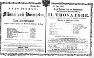 Theaterzettel (Oper und Burgtheater in Wien) 18570622 Seite: 1