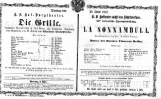 Theaterzettel (Oper und Burgtheater in Wien) 18570623 Seite: 1