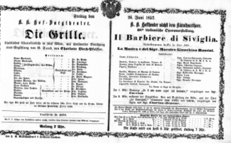 Theaterzettel (Oper und Burgtheater in Wien) 18570626 Seite: 1