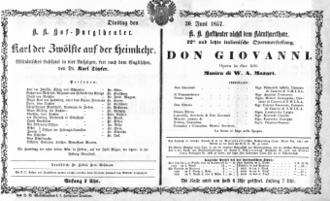 Theaterzettel (Oper und Burgtheater in Wien) 18570630 Seite: 1