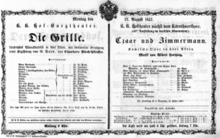 Theaterzettel (Oper und Burgtheater in Wien) 18570817 Seite: 1