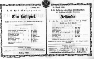 Theaterzettel (Oper und Burgtheater in Wien) 18570825 Seite: 1