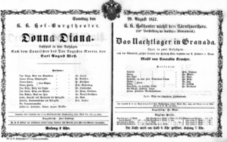 Theaterzettel (Oper und Burgtheater in Wien) 18570829 Seite: 1
