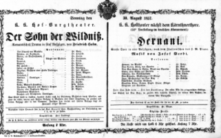 Theaterzettel (Oper und Burgtheater in Wien) 18570830 Seite: 1