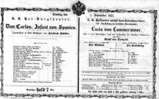 Theaterzettel (Oper und Burgtheater in Wien) 18570901 Seite: 1