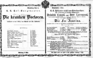 Theaterzettel (Oper und Burgtheater in Wien) 18570905 Seite: 1