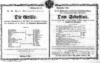 Theaterzettel (Oper und Burgtheater in Wien) 18570911 Seite: 1