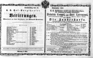 Theaterzettel (Oper und Burgtheater in Wien) 18570917 Seite: 1