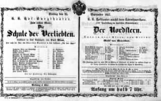 Theaterzettel (Oper und Burgtheater in Wien) 18570925 Seite: 1