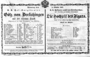 Theaterzettel (Oper und Burgtheater in Wien) 18571004 Seite: 1