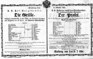 Theaterzettel (Oper und Burgtheater in Wien) 18571006 Seite: 1