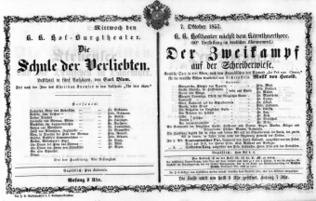 Theaterzettel (Oper und Burgtheater in Wien) 18571007 Seite: 1