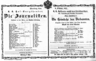 Theaterzettel (Oper und Burgtheater in Wien) 18571009 Seite: 1