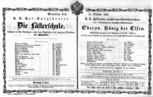 Theaterzettel (Oper und Burgtheater in Wien) 18571011 Seite: 1