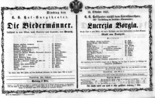 Theaterzettel (Oper und Burgtheater in Wien) 18571013 Seite: 1