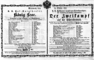 Theaterzettel (Oper und Burgtheater in Wien) 18571014 Seite: 1