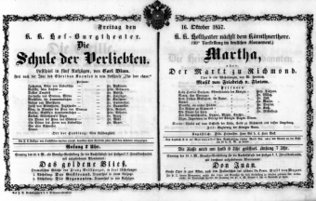 Theaterzettel (Oper und Burgtheater in Wien) 18571016 Seite: 1