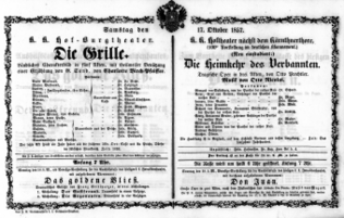 Theaterzettel (Oper und Burgtheater in Wien) 18571017 Seite: 1