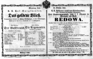 Theaterzettel (Oper und Burgtheater in Wien) 18571019 Seite: 1