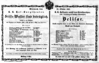 Theaterzettel (Oper und Burgtheater in Wien) 18571021 Seite: 1